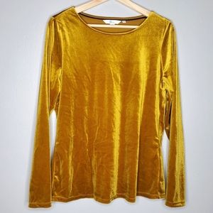 Boden Suki Velvet Top Size 12 Mustard Bright Scoop